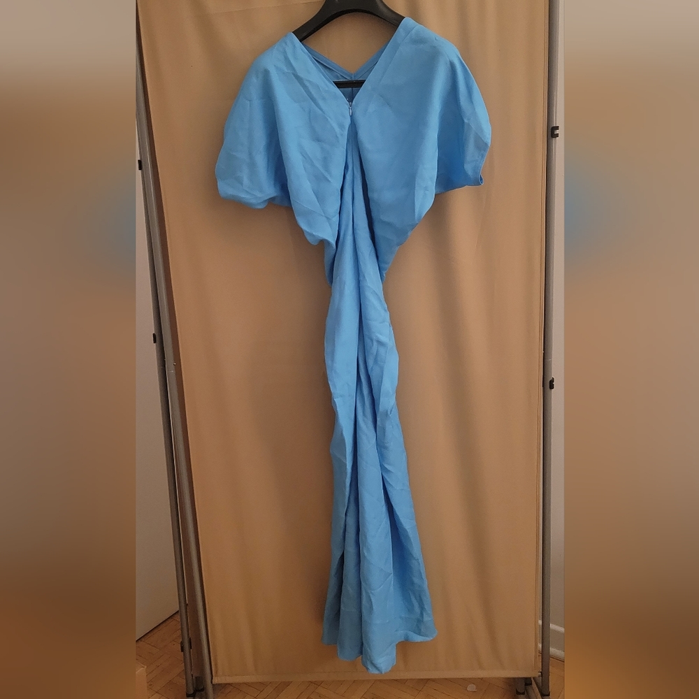 MERYLL ROGGE  Blue Cap Sleeve Maxi Dress